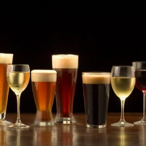 Variety of drinks in glasses