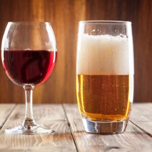 Refreshing drinks on a rustic surface